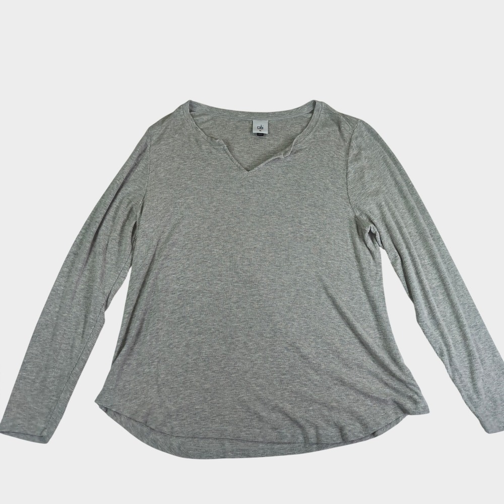Cabi Ribbed Knit Long Sleeve Top Minimalist Basic Capsule Wardrobe Soft Stretch